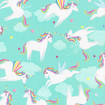 Unicorn Love Y3601-101 Turquoise from Clothworks