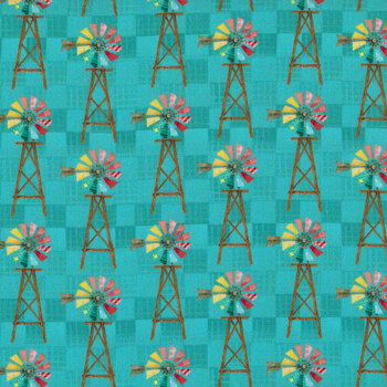 Shop Hop 21697 Teal by Beth Albert for 3 Wishes Fabrics