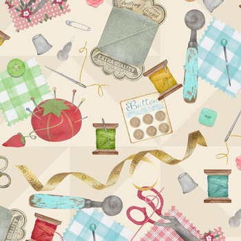 Shop Hop 21700 Cream by Beth Albert for 3 Wishes Fabrics