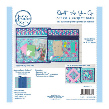 Quilt As You Go Set of 2 Project Bags - Navy Zipper