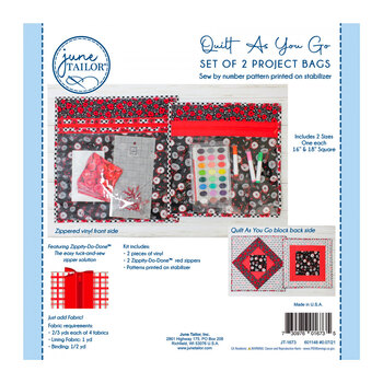 Quilt As You Go Set of 2 Project Bags - Red Zipper