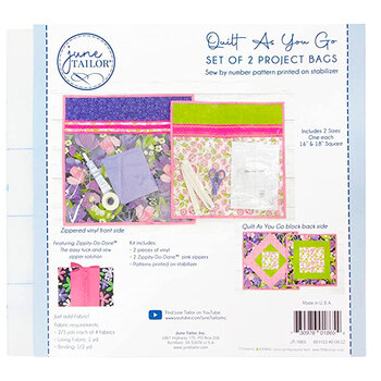 Quilt As You Go Set of 2 Project Bags - Pink Zipper