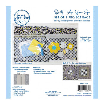 Quilt As You Go Set of 2 Project Bags - Gray Zipper