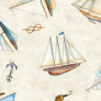 Siren's Call 29994-E Ship Toss by Dan Morris for QT Fabrics