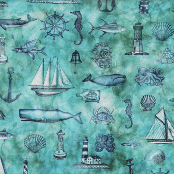 Siren's Call 29995-Q Coastal Collage by Dan Morris for QT Fabrics