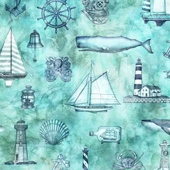 Siren's Call 29995-Q Coastal Collage by Dan Morris for QT Fabrics