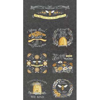 Honey & Lavender 56089-17 Charcoal Panel by Deb Strain for Moda Fabrics