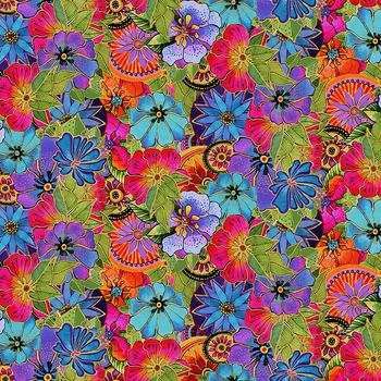 Earth Song Y4019-55M Packed Floral by Laurel Burch from Clothworks