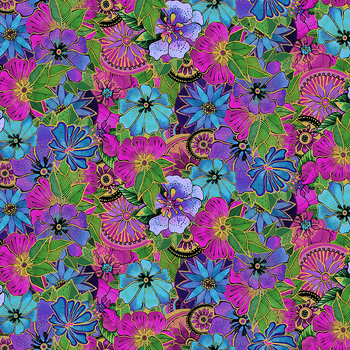 Earth Song Y4019-122M Packed Floral by Laurel Burch from Clothworks