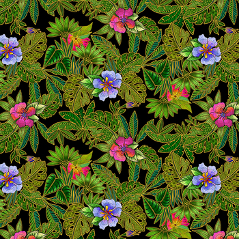 Earth Song Y4020-3M Digital Jungle Floral by Laurel Burch from Clothworks