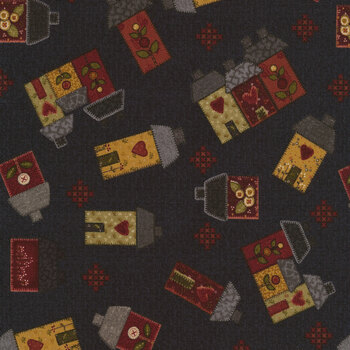 Home Sweet Home 3170-99 Black by Debbie Busby for Henry Glass Fabrics