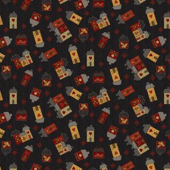 Home Sweet Home 3170-99 Black by Debbie Busby for Henry Glass Fabrics