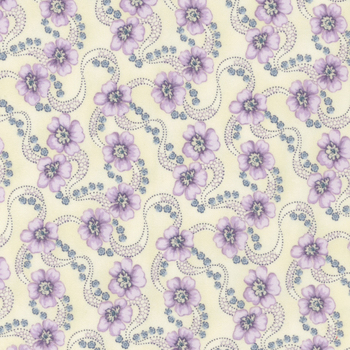 Twilight Garden Flannel 3195F-44 Cream by Mary Jane Carey for Henry Glass Fabrics REM