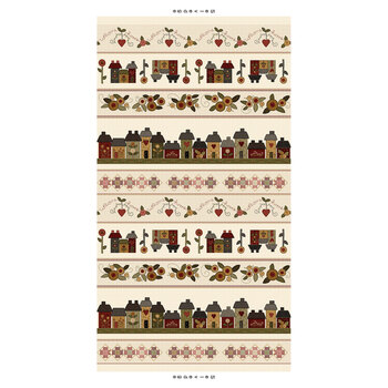 Home Sweet Home 3172-33 Border Stripe Cream by Debbie Busby for Henry Glass Fabrics
