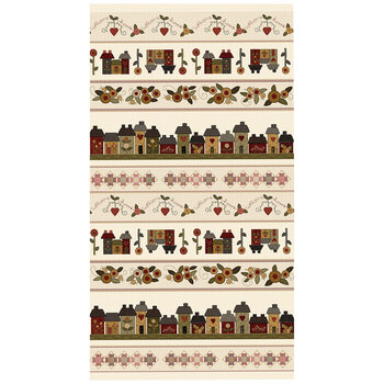 Home Sweet Home 3172-33 Border Stripe Cream by Debbie Busby for Henry Glass Fabrics