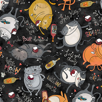Whiskers & Wine 26882-99 by Bonnie Lemaire for Northcott