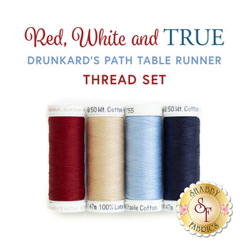  Drunkard's Path Table Runner Kit - Red, White and True - 4pc Thread Set