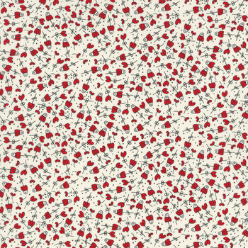 Vintage 55653-12 Flower Garden Cream Red by Sweetwater for Moda Fabrics