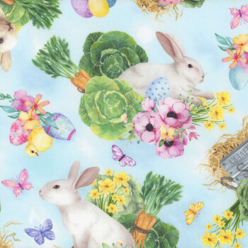 Cottontail Farms 14408-54 Garden Blue by Nicole Decamp from Benartex