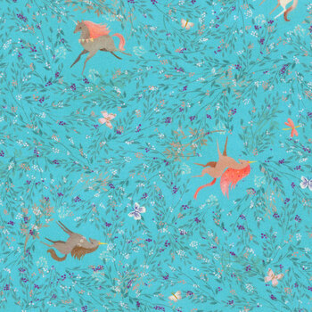 Unicorn Meadow AQOD-22416-4 Blue from Robert Kaufman Fabrics