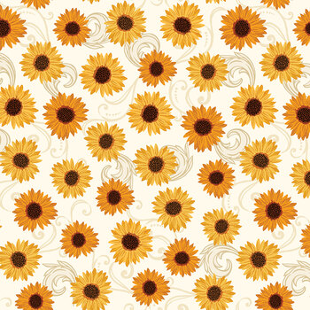 Gather Together 14463-07 Sunflower Dance Cream by Nicole DeCamp for Benartex