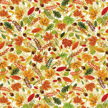 Gather Together 14464-07 Autumn Leaves Cream by Nicole DeCamp for Benartex