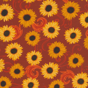 Gather Together 14463-86 Sunflower Dance Russet by Nicole DeCamp for Benartex