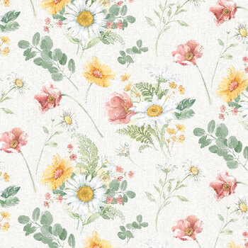 Daisy Days 83311-131 Large Floral Cream by Beth Grove for Wilmington Prints