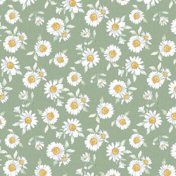 Daisy Days 83312-715 Daisies Green by Beth Grove for Wilmington Prints