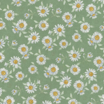 Daisy Days 83312-715 Daisies Green by Beth Grove for Wilmington Prints