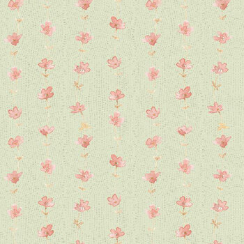 Daisy Days 83313-732 Floral Stripe Green/Pink by Beth Grove for Wilmington Prints