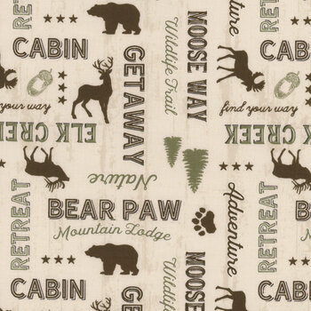 Wildlife Trail 82662-227 Words All Over Cream by Jennifer Pugh for Wilmington Prints