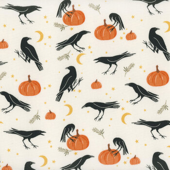 Sophisticated Halloween C14621-Vintage Crows Cream by My Mind's Eye for Riley Blake Designs