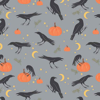 Sophisticated Halloween C14621-Vintage Crows Fog by My Mind's Eye for Riley Blake Designs