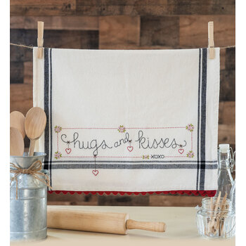  Hugs and Kisses Embroidery Dishtowel Kit #251 - Bareroots