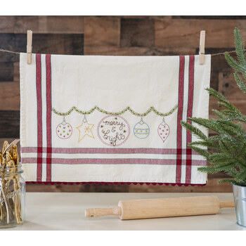  Merry & Bright Embroidery Dishtowel Kit - Bareroots
