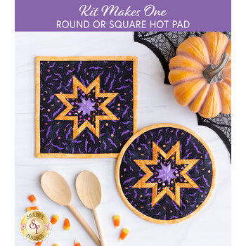  Folded Star Hot Pad Kit - Spooky Hallow - Round OR Square - Black