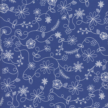 Kimberbell Basics Refreshed MAS8261-B Blue Swirl Floral from Maywood Studio