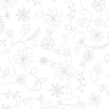 Kimberbell Basics Refreshed MAS8261-WW White on White Swirl Floral from Maywood Studio