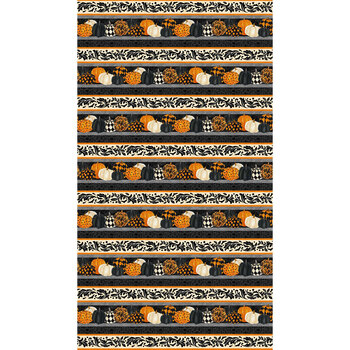 Hallow's Eve 27083-99 Black Multi Border Stripe by Cerrito Creek Studio for Northcott Fabrics