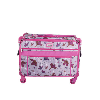 Tutto Large Sewing Machine Bag On Wheels - Rose Gray With Daisies