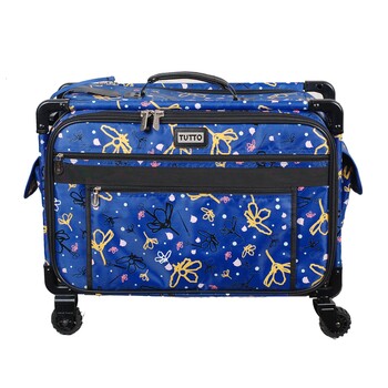 Tutto Large Sewing Machine Bag On Wheels - Blue With Daisies