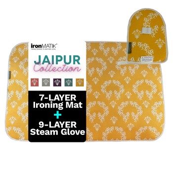 Jaipur Collection Premium Ironing Mat & Steam Glove Bundle Jaipur Yellow