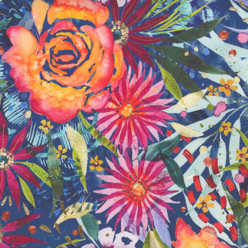 Coming Up Roses 39780-12 Sapphire by Laura Muir for Moda Fabrics