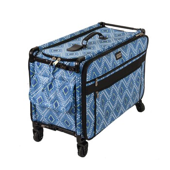 Tutto Extra Large Sewing Machine Bag On Wheels - Blue Modern