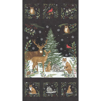 Woodland Winter 56099-17 Charcoal Black Panel by Deb Strain for Moda Fabrics