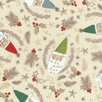 Santa with Sheep in Green and Red, Yuletide by Clothworks, Quilting  Fabric, 100% Cotton, 44 wide