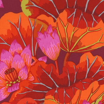 Kaffe Fassett Collective Classics Plus GP93 Lake Blossoms - Red from FreeSpirit Fabrics