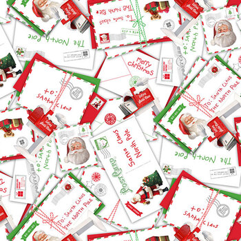 Letters to Santa 27128-10 White Multi by Simon Treadwell for Northcott Fabrics