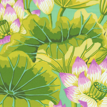 Kaffe Fassett Collective Classics Plus GP93 Lake Blossoms - Green from FreeSpirit Fabrics